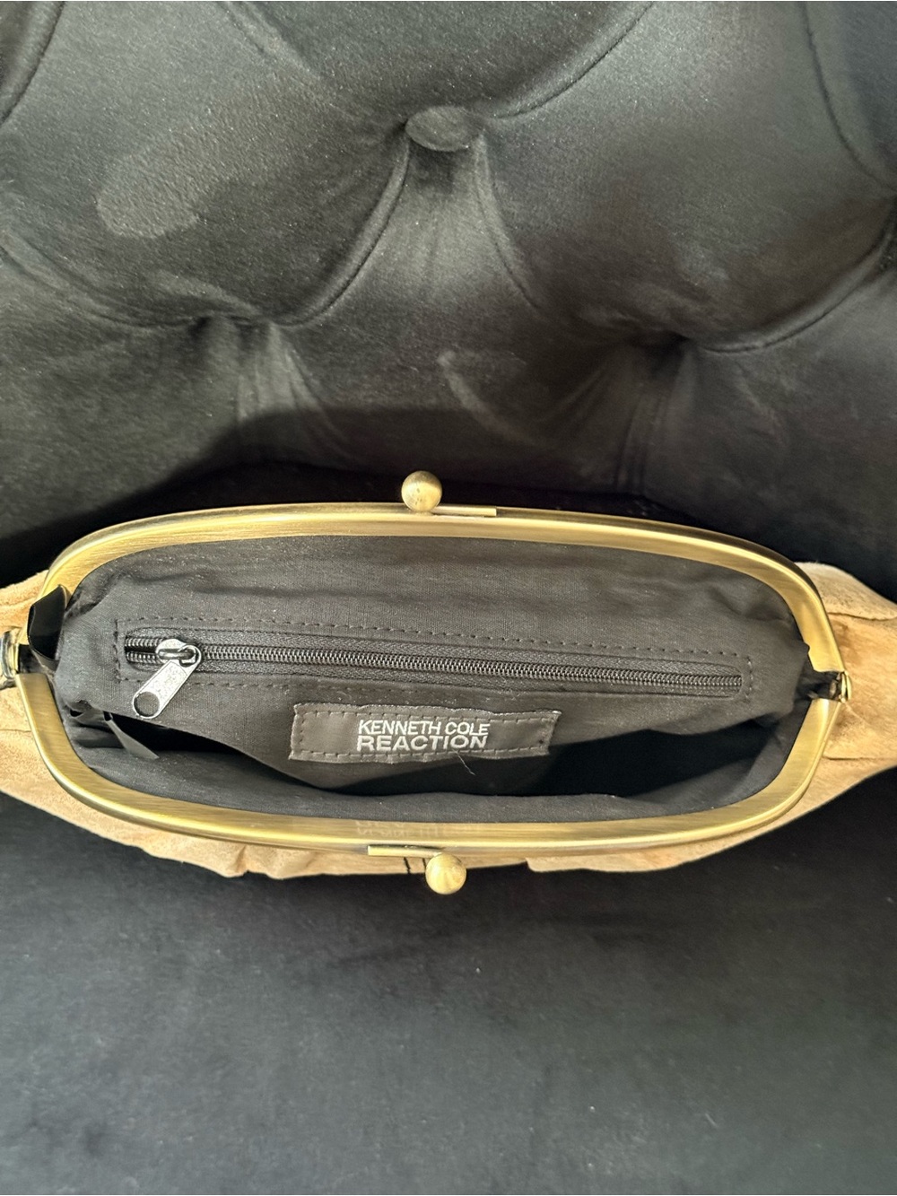 Kenneth Cole Gold Metallic Ruched Kiss-Lock Clutch - Picture 7 of 7
